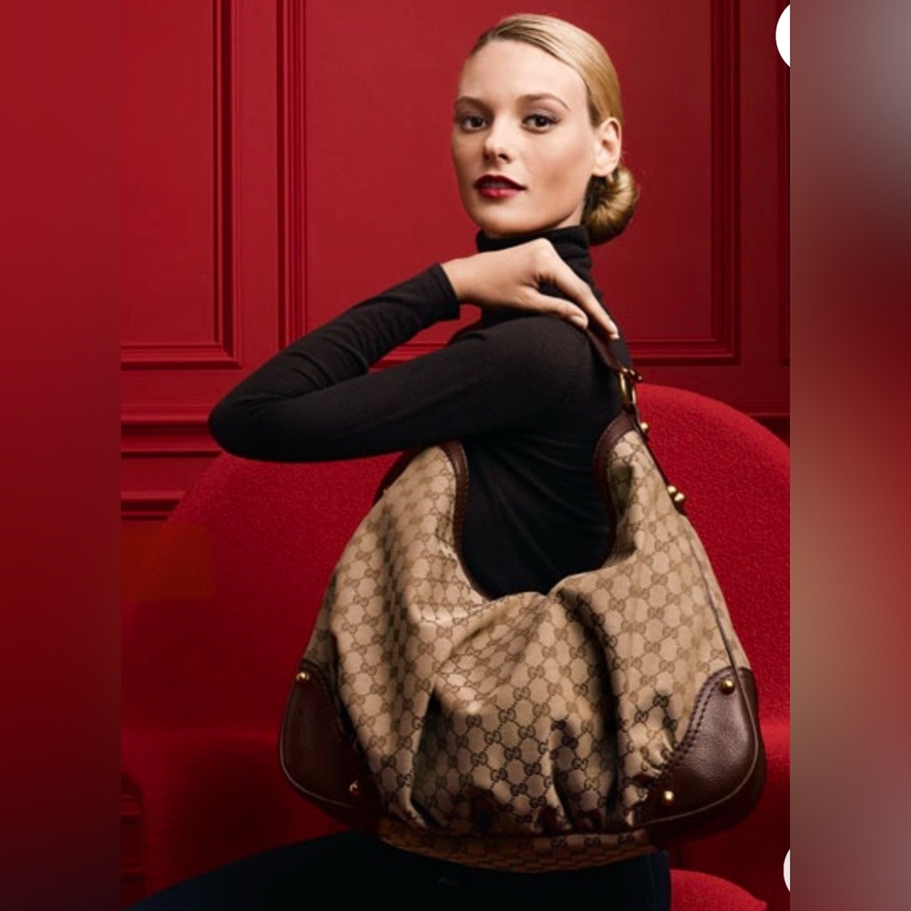 Gucci Brown and Tan Monogram Canvas Shoulder Bag